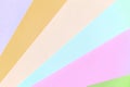 Texture background of fashion pastel colors. Pink, violet, orange, green, beige and blue geometric pattern papers