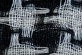 Texture of the background image. Close-up. cloth in a box. Threads white and black Royalty Free Stock Photo