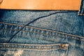 Texture background of jeans , Pocket and belt detail