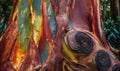 Texture background of a large rainbow eucalyptus tree. Royalty Free Stock Photo