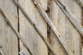 Texture and background of old and gray wooden cover with big rusty nails. Wood texture background. Print brochure, banner, web, Royalty Free Stock Photo