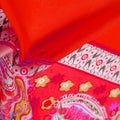 Texture, background, paisley silk fabric, Indian themes ornate traditional paisley elements with ethnic details in a bohemian