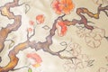 Texture, background, pattern. Chinese silk, Ekibana is painted o Royalty Free Stock Photo