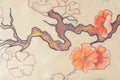 Texture, background, pattern. Chinese silk, Ekibana is painted o Royalty Free Stock Photo