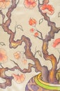 Texture, background, pattern. Chinese silk, Ekibana is painted o Royalty Free Stock Photo