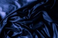 Texture, background, pattern. Dark blue silk fabric. Designer So Royalty Free Stock Photo