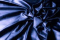 Texture, background, pattern. Dark blue silk fabric. Designer So Royalty Free Stock Photo
