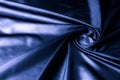 Texture, background, pattern. Dark blue silk fabric. Designer So Royalty Free Stock Photo