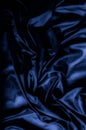 Texture, background, pattern. Dark blue silk fabric. Designer So Royalty Free Stock Photo
