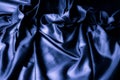 Texture, background, pattern. Dark blue silk fabric. Designer So Royalty Free Stock Photo