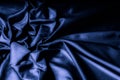 Texture, background, pattern. Dark blue silk fabric. Designer So Royalty Free Stock Photo