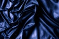 Texture, background, pattern. Dark blue silk fabric. Designer So Royalty Free Stock Photo
