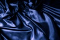 Texture, background, pattern. Dark blue silk fabric. Designer So Royalty Free Stock Photo