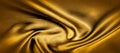 Texture, background, pattern. golden yellow silk fabric panoramic photo. This is sunny carolina. This is a smooth hand that Royalty Free Stock Photo