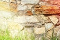 Texture, background, pattern. Granite stone. Texture of gray granite. Outside wall of uneven stones. White and pale red stones. T Royalty Free Stock Photo