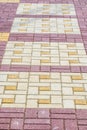 Texture, background, pattern. Mosaic pavement is laid out and ce