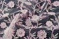 Texture, background, pattern. Pink lace decorated with flowers o Royalty Free Stock Photo