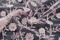 Texture, background, pattern. Pink lace decorated with flowers o Royalty Free Stock Photo