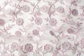 Texture, background, pattern. Pink lace decorated with flowers o Royalty Free Stock Photo