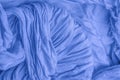 Texture, background, pattern, postcard, silk fabric, sky blue color, cornflower blue, artificially wrinkled fabric, wrinkled Royalty Free Stock Photo