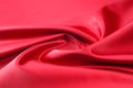 Texture, background, pattern. Red silk fabric.This satin fabric Royalty Free Stock Photo