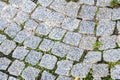 texture, background. The pavement of granite stone. Paved roadway street. any paved area or surface. Old cobblestone road Royalty Free Stock Photo