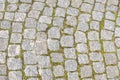 texture, background. The pavement of granite stone. Paved roadway street. any paved area or surface. Old cobblestone road Royalty Free Stock Photo