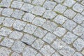texture, background. The pavement of granite stone. Paved roadway street. any paved area or surface. Old cobblestone road Royalty Free Stock Photo