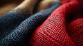 The texture background of red and black fabric is close-up Royalty Free Stock Photo