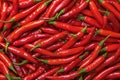 Texture background of red hot chili peppers, close up view Royalty Free Stock Photo