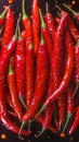 Texture background of red hot chili peppers, close up view Royalty Free Stock Photo