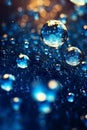 Texture background with water drops, bokeh spots in blue lights, generative AI Royalty Free Stock Photo