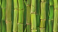 The texture of bamboo wall is a seamless pattern with green tree sticks. This is a cartoon background of colored Royalty Free Stock Photo