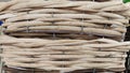 Texture of basket surface. Pattern background. Wooden Vine Wicker straw Basket. handcraft weave texture natural wicker Royalty Free Stock Photo