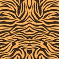 Texture of bengal tiger fur, orange stripes pattern. Animal skin print. Safari background. Vector