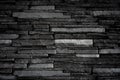 Texture of black brick slate wall, dark grey stone Royalty Free Stock Photo