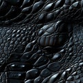 texture of black crocodile leather with seamless pattern. Genuine animal skin background Royalty Free Stock Photo