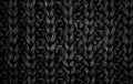 Texture of a black knitted sweater close up, dark knitted wool Royalty Free Stock Photo