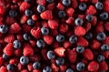 texture of black and red berries fresh fruit blueberries and raspberries Royalty Free Stock Photo