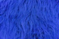 Texture of blue artificial fur. Fur background for design and decoration