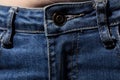 Texture of blue jeans fly zipper Royalty Free Stock Photo
