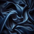 texture of blue silk fabric with folds and waves close-up, beautiful textile