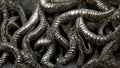 The texture of the body of an alien creature. Decorative organic metal texture with slime. Abstract background.