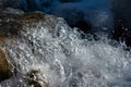 Texture of boiling water, waterfall, mountain river, Royalty Free Stock Photo
