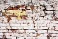 Weathered texture of stained old dark white and orange brick wall background Royalty Free Stock Photo