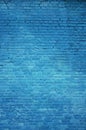 The texture of the brick wall of many rows of bricks painted in blue color Royalty Free Stock Photo