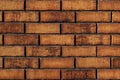 The texture of the brick wall is yellow brown red, the background is made of brickwork from a new modern building material Royalty Free Stock Photo