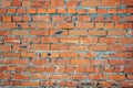 The texture of the brickwork Fragment of the wall of red brick