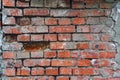 The texture of the brickwork Fragment of the wall of red brick