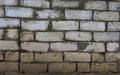 The texture of the brickwork. Roughly stacked bricks. Horizontal background.